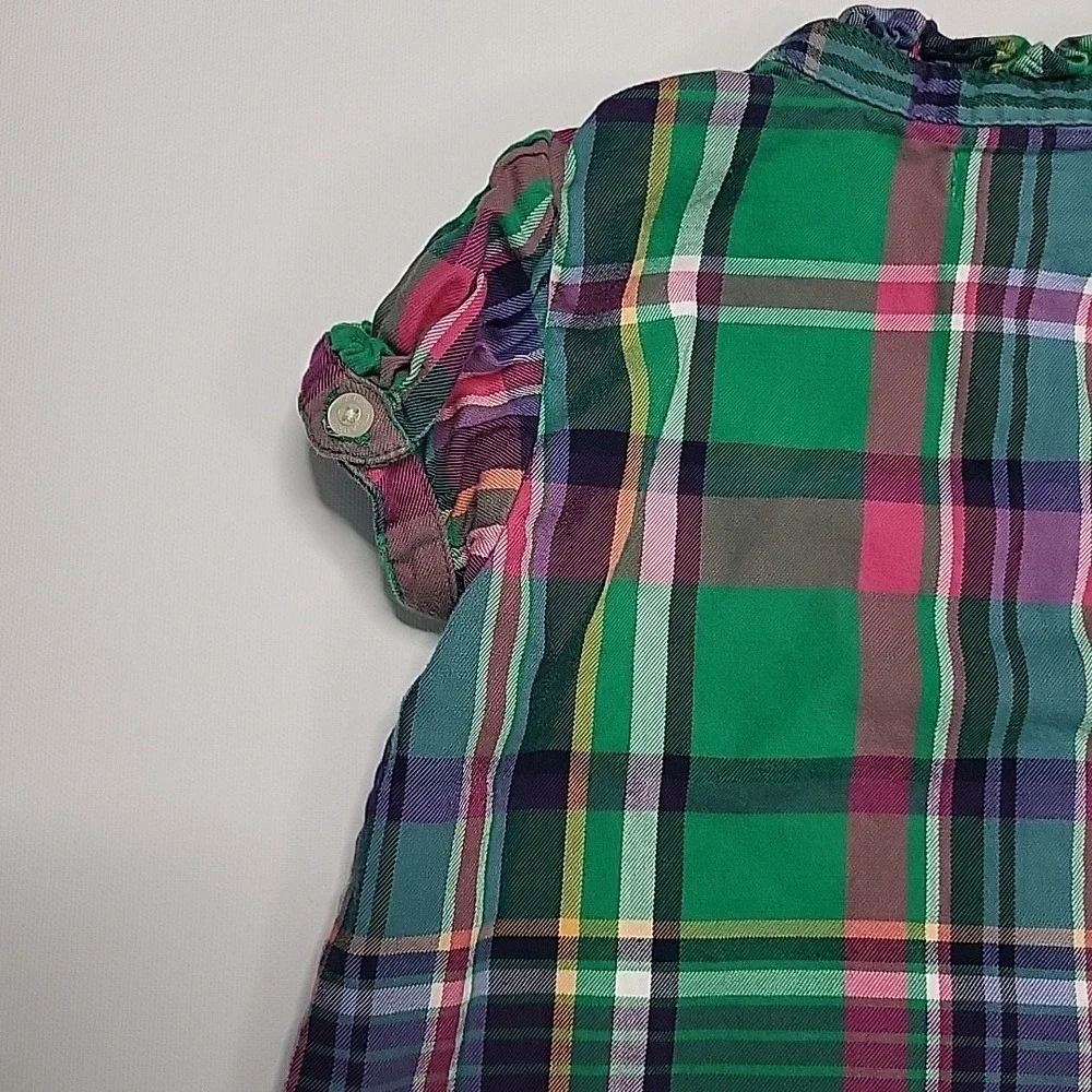 RALPH LAUREN Infant Girl‎ Size 18mo Plaid Print Long Blouse Tunic Top